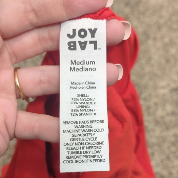 JoyLab womens red sleeveless square neck tankini top with removable straps - Picture 5 of 5